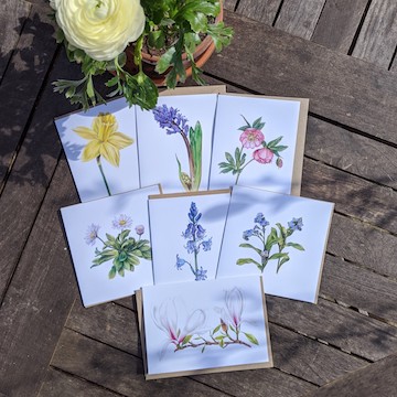 Four floral cards
